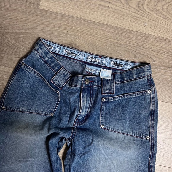 Vintage Caffeine Wide Leg Jeans Women Size 5 Blue Denim Flare Bottoms Y2K Style - Picture 4 of 8